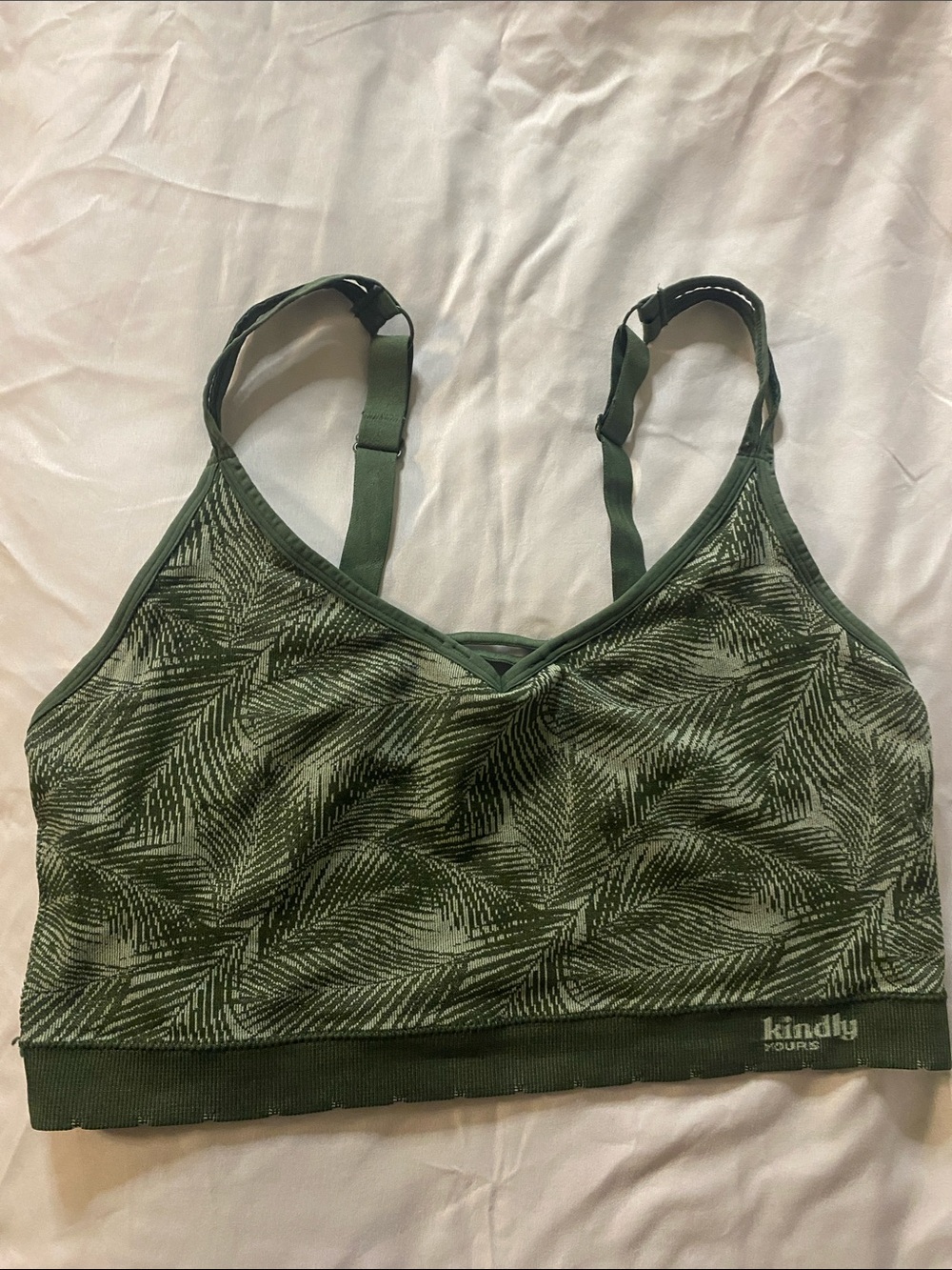 Kindly Yours Olive Green Printed Bralette Size XXL